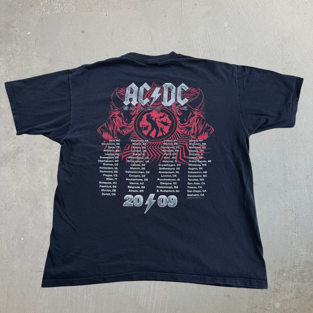 J- Vintage '09 AC/DC Black Ice Tour Rock n Roll Train Graphic Tee - XL