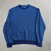 J- Vintage Chaps RL Striped Blue/Navy Knit Sweater - XL