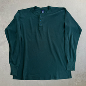 J- Vintage Gap Made In USA Dark Green Thermal Henley Long Sleeve Undershirt - XL