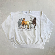 J- Vintage Virginia Horses Graphic Animal Print Crewneck - L