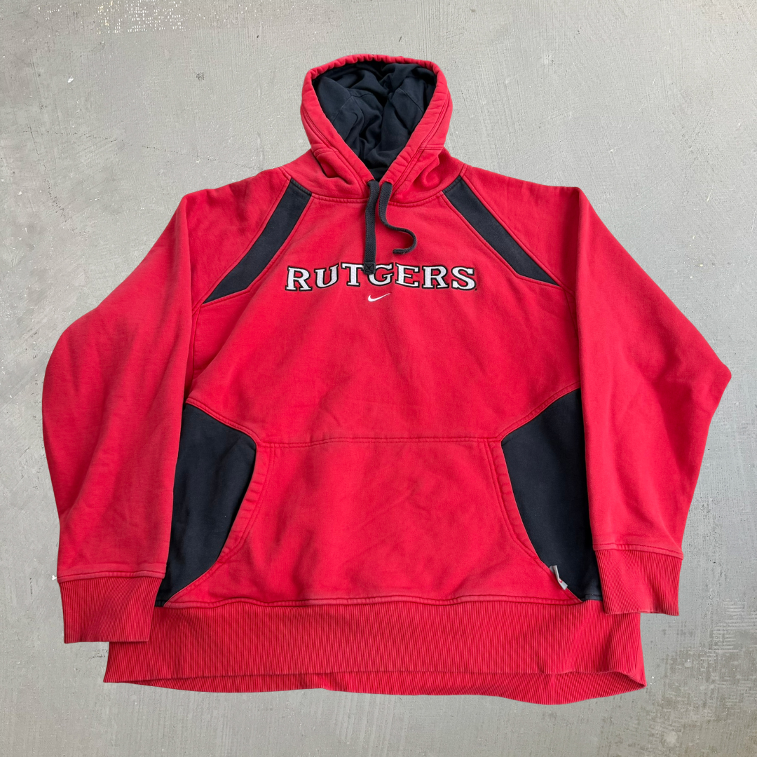 J- Vintage Y2K Nike Team Rutgers University Embroidered Text Hoodie - 2XL