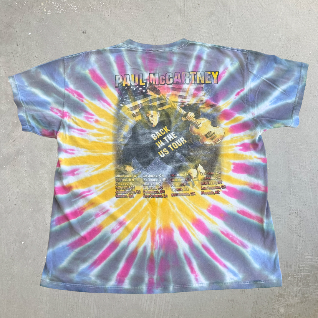 J- Vintage '02 Paul McCartney Back In The US Graphic Picture Tie Dye Tee - XL