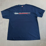 J- Vintage 90s Tommy Hilfiger Denim Graphic & Logo Navy Tee - XL