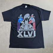 J- Vintage '12 NFL Super Bowl 46 New York Giants Vs New England Patriots Graphic Tee - L