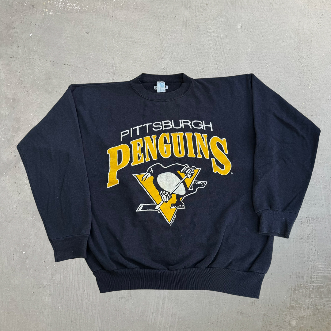 Vintage '91 Pittsburgh Penguins NHL Text & Logo Made In USA Crewneck - XL