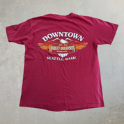 J- Vintage '87 Harley Davidson Seattle Wash. Downtown Graphic Made In USA Single Stitch Tee - L