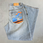 J- Vintage Rocawear Painted Graphic Light Blue Baggy Jeans - 38w