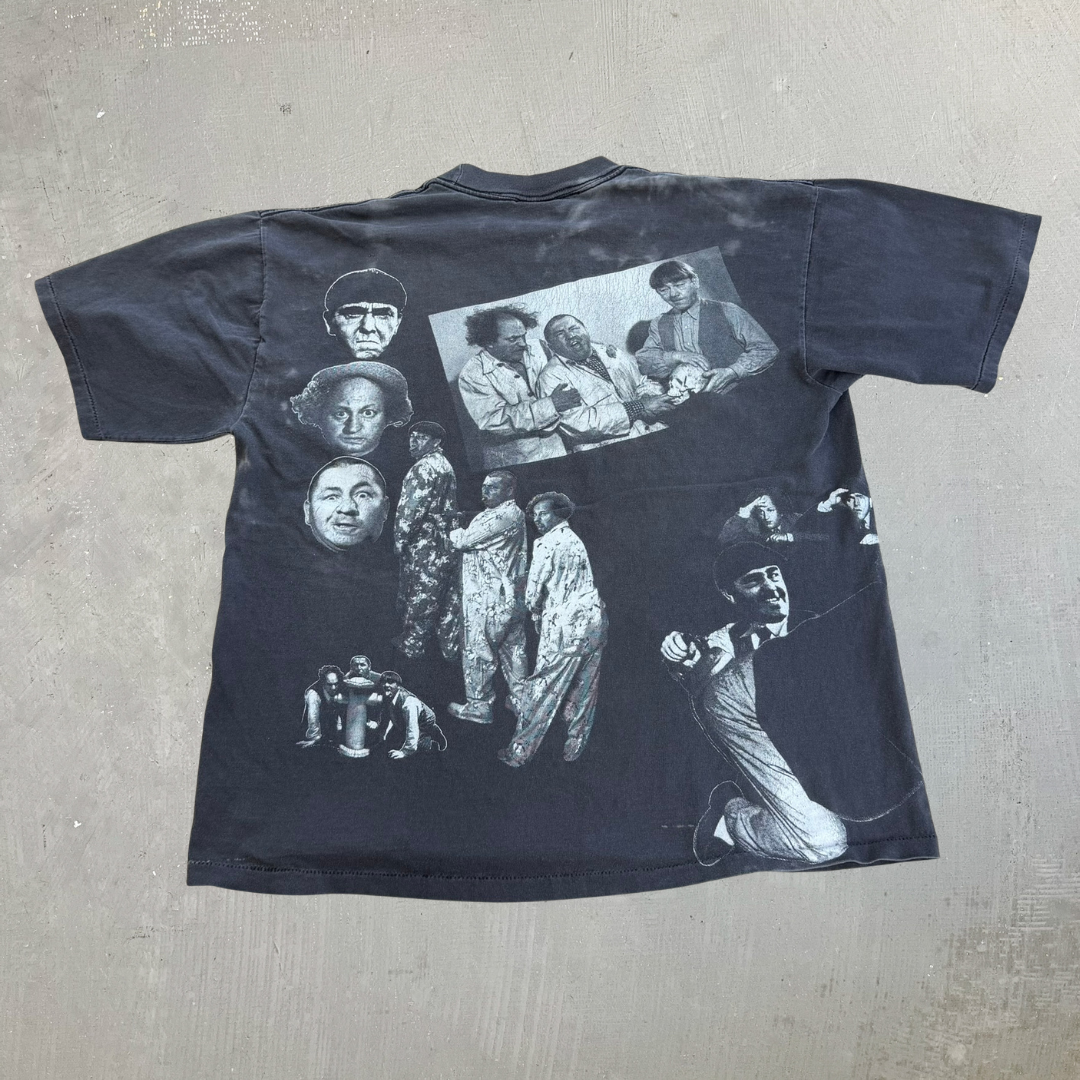 J- Vintage '91 The Three Stooges Jumbo Print Made In USA Single Stitch Tee - XL