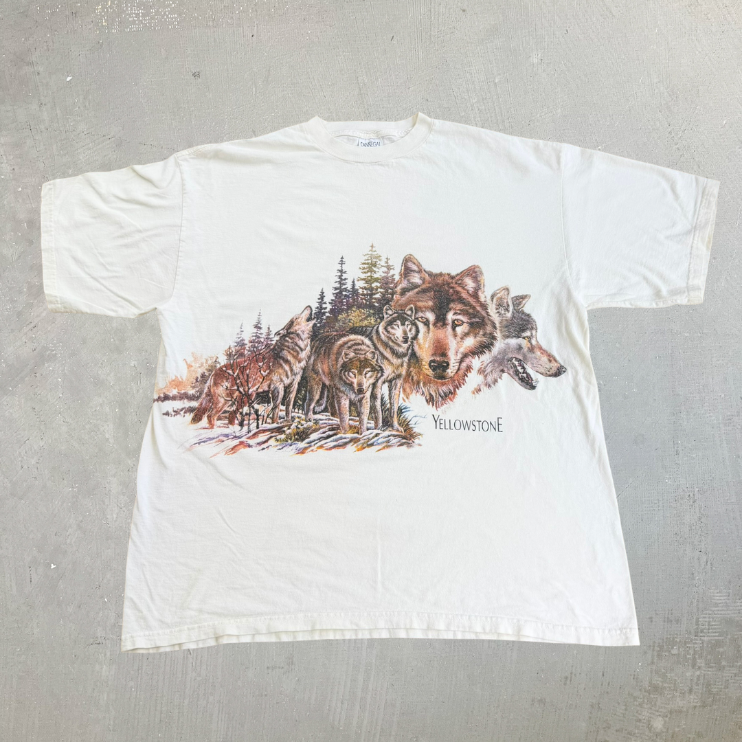 J- Vintage '94 San Segal Yellowstone Wolves In Forest Graphic Tee - 2XL
