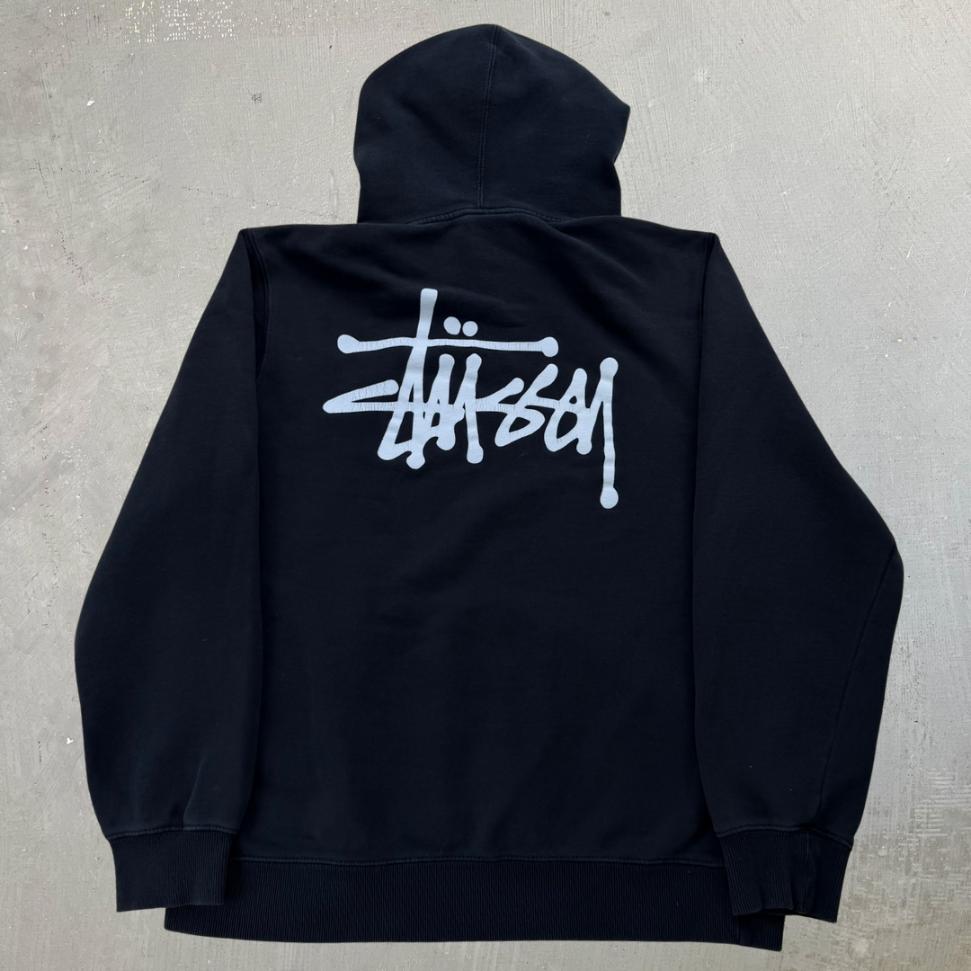 J- Vintage Stussy Cursive Text Logo Hoodie - M