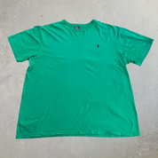 J- Vintage 90s Polo RL Embroidered Logo Green Tee - 2XL