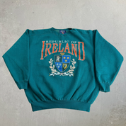 Vintage Republic Of Ireland Crest & Text Graphic Crewneck - L
