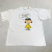 Vintage 90s Peanuts Lucy I Love Mankind Graphic Made In USA Single Stitch Tee - XL