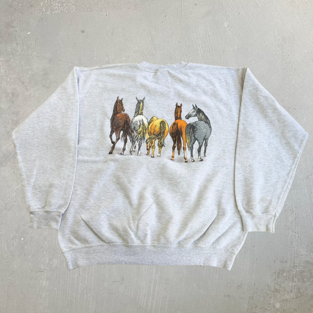 J- Vintage Virginia Horses Graphic Animal Print Crewneck - L