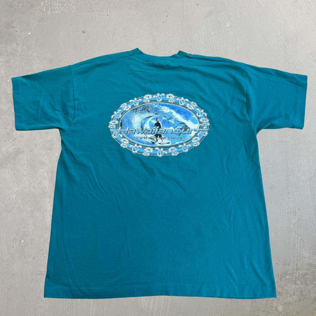J- Vintage Hawaii Surf North Shore Graphic Made In USA Single Stitch Tee - XL