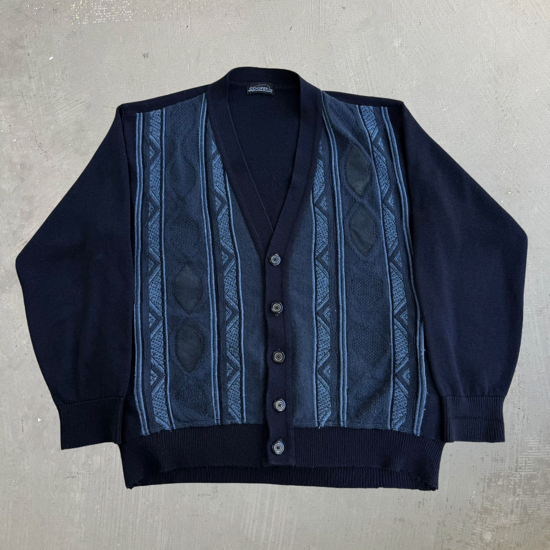 J- Vintage Cooper Made In Canada Patterned Cardigan Knit Sweater - M
