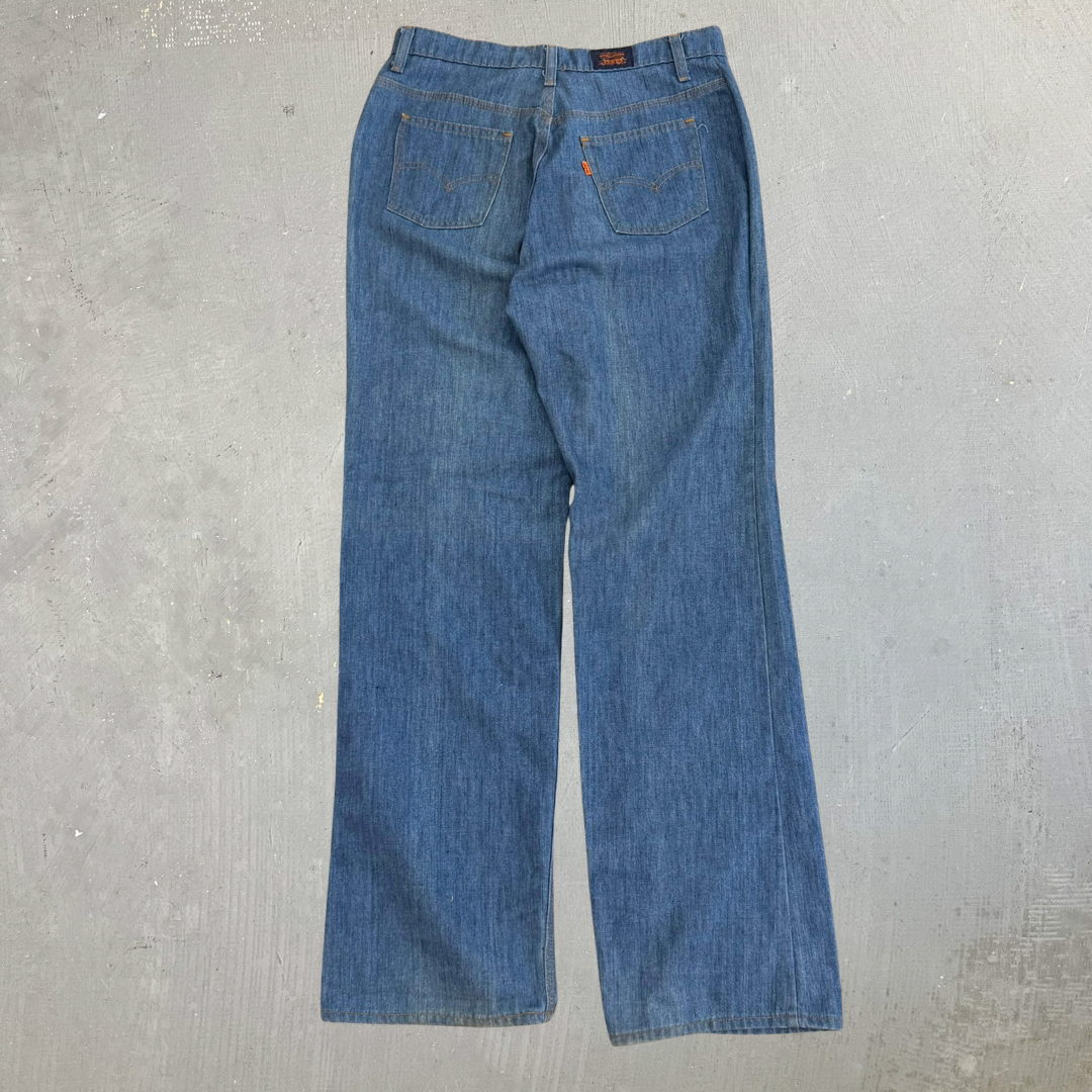 J- Vintage 70s/80s Levi’s Orange Tab Lightweight Denim Chambray Wide Leg Pants - 32x32