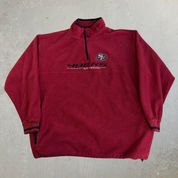 Vintage San Francisco 49ers NFL Embroidered Text Logo Quarter Zip Polar Fleece - XL