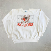 J- Vintage '86 BC Lions CFL Football Field & Logo Graphic Crewneck - XL (fits L)