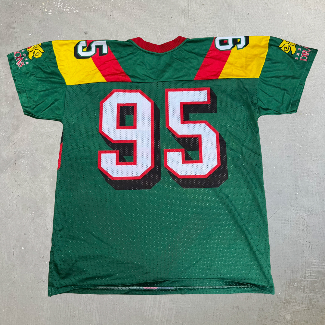 J- Vintage '95 Barcelona Dragons NFL Europe Reebok Made In USA Football Jersey - XL