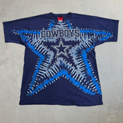 J- Vintage Dallas Cowboys NFL Reebok Logo & Text Graphic Tee - M
