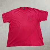 J- Vintage Polo RL Embroidered Logo Made In USA Single Stitch Pocket Red Tee - L