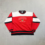 F- Vintage Chicago Blackhawks NHL Pro Player Embroidered text Crewneck