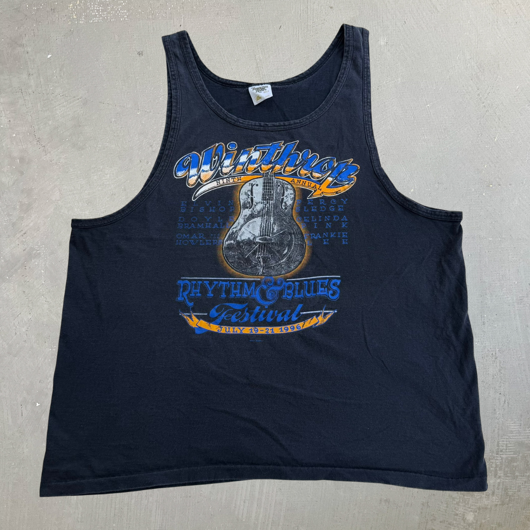 J- Vintage '96 Winthrop Rhythm & Blues Festival Made In USA Tank Top - 2XL