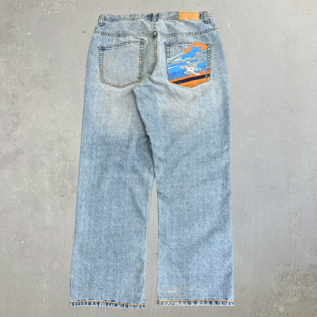 J- Vintage Rocawear Painted Graphic Light Blue Baggy Jeans - 38w