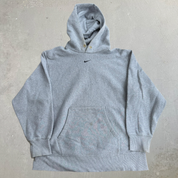 J- Vintage Nike Center Swoosh Embroidered Grey Hoodie - XL