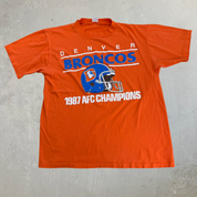 J- Vintage '87 Denver Broncos NFL AFC Champions Made In USA Single Stitch Tee - L