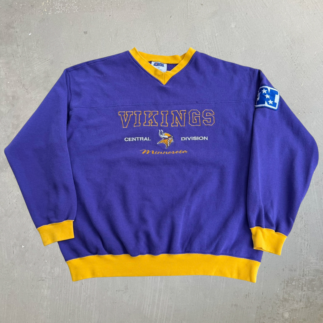 Vintage Minnesota Vikings NFL CSA Embroidered Text & Logo Crewneck - L