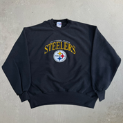 Vintage Pittsburgh Steelers NFL ChalkLine Embroidered Text & Logo Crewneck - L