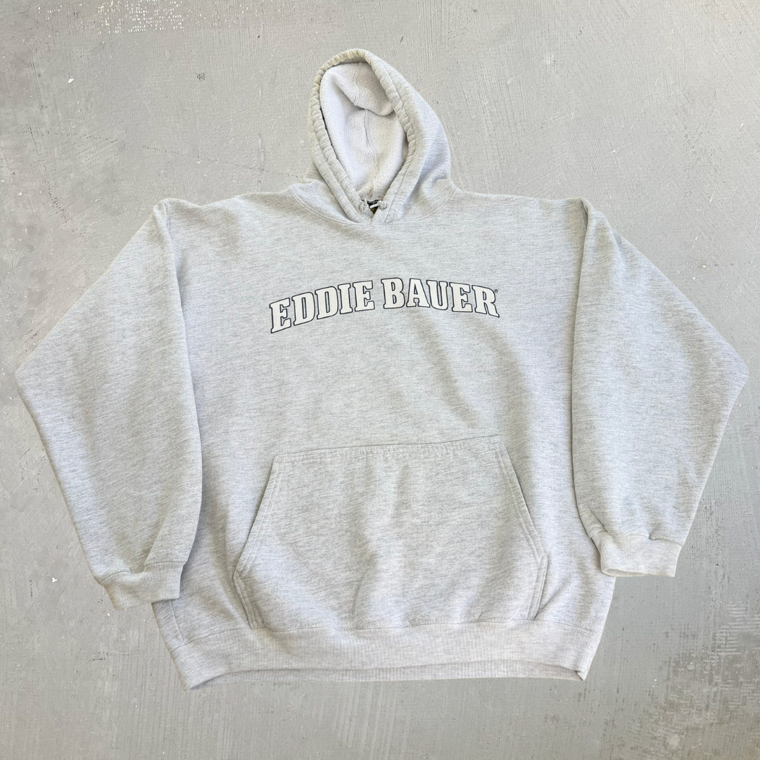 J- Vintage Eddie Bauer Text Made In USA Hoodie - L
