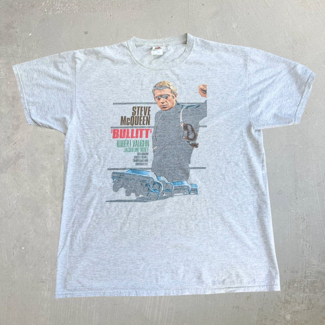 J- Vintage Steve McQueen Bullitt Poster Graphic Tee - L