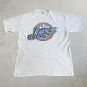 J- Vintage 90s Utah Jazz NBA Nutmeg Graphic Made In USA Single Stitch Tee - XL