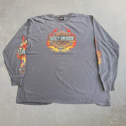 J- Vintage '09 Harley Davidson Charlottetown P.E.I Graphic Long Sleeve Tee - XL