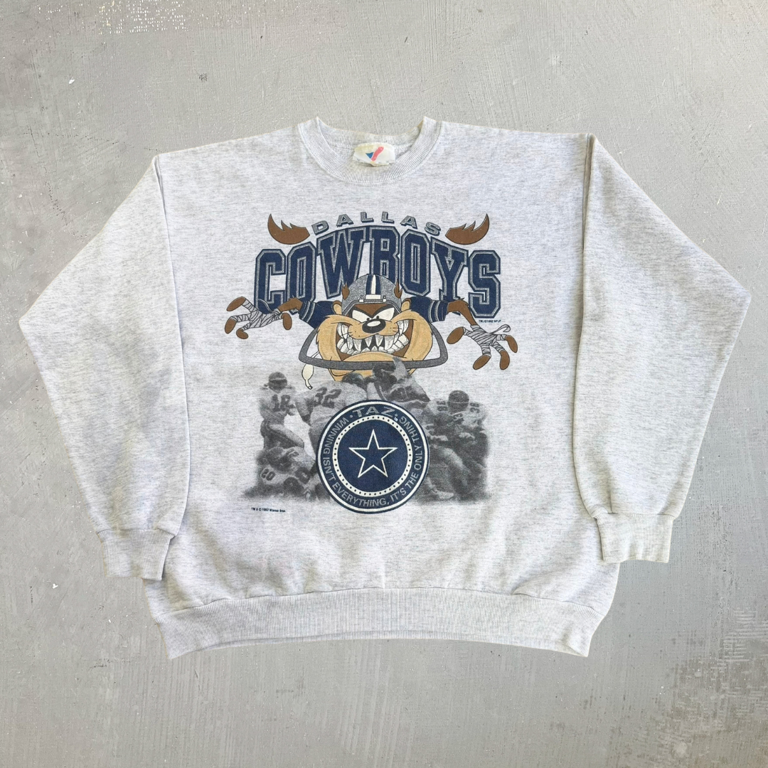 Vintage '92 Dallas Cowboys NFL Taz Devil Graphic Artex Tag Crewneck - XL