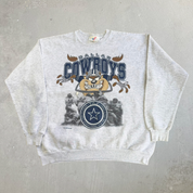 Vintage '92 Dallas Cowboys NFL Taz Devil Graphic Artex Tag Crewneck - XL