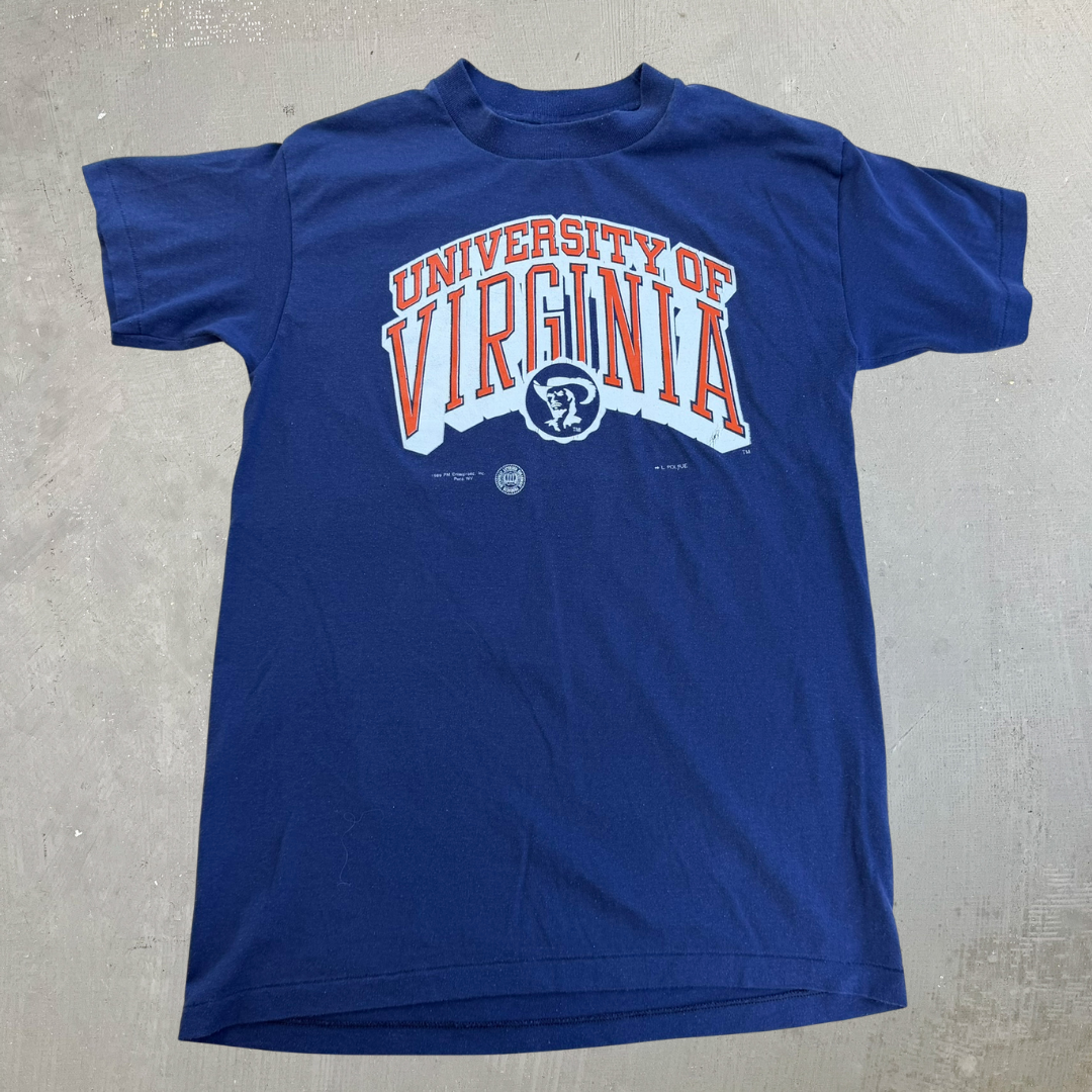 J- Vintage '89 University Of Virginia Graphic Text Made In USA Single Stitch Tee - XL (fits M/L)