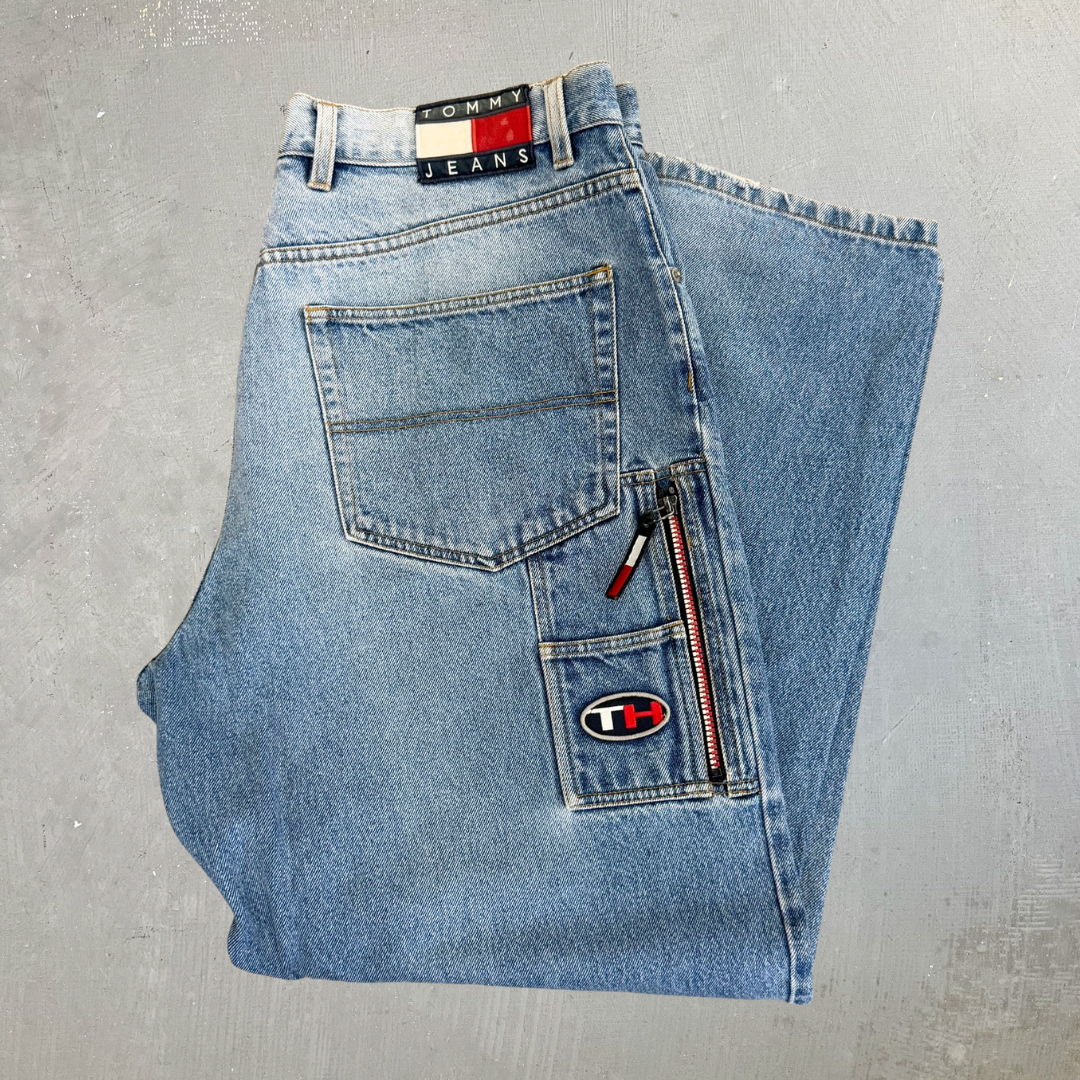 J- Vintage Tommy Hilfiger Jeans Carpenter Baggy Jeans - 38x32