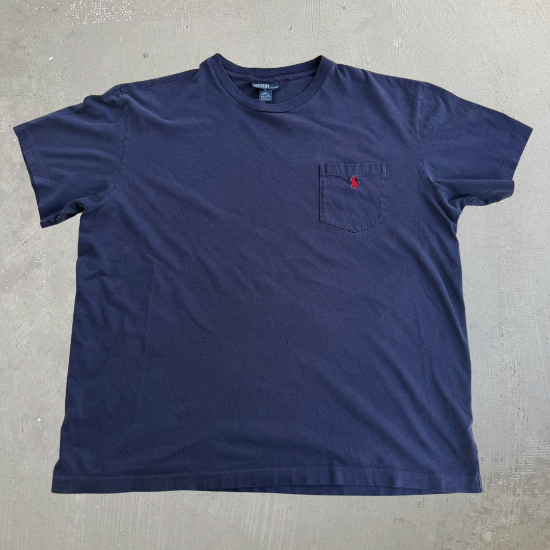 J- Vintage 90s Polo RL Embroidered Logo Single Stitch Pocket Tee - L