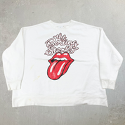 J-  Rolling Stones Text & Logo White Reprint Graphic Crewneck - XL
