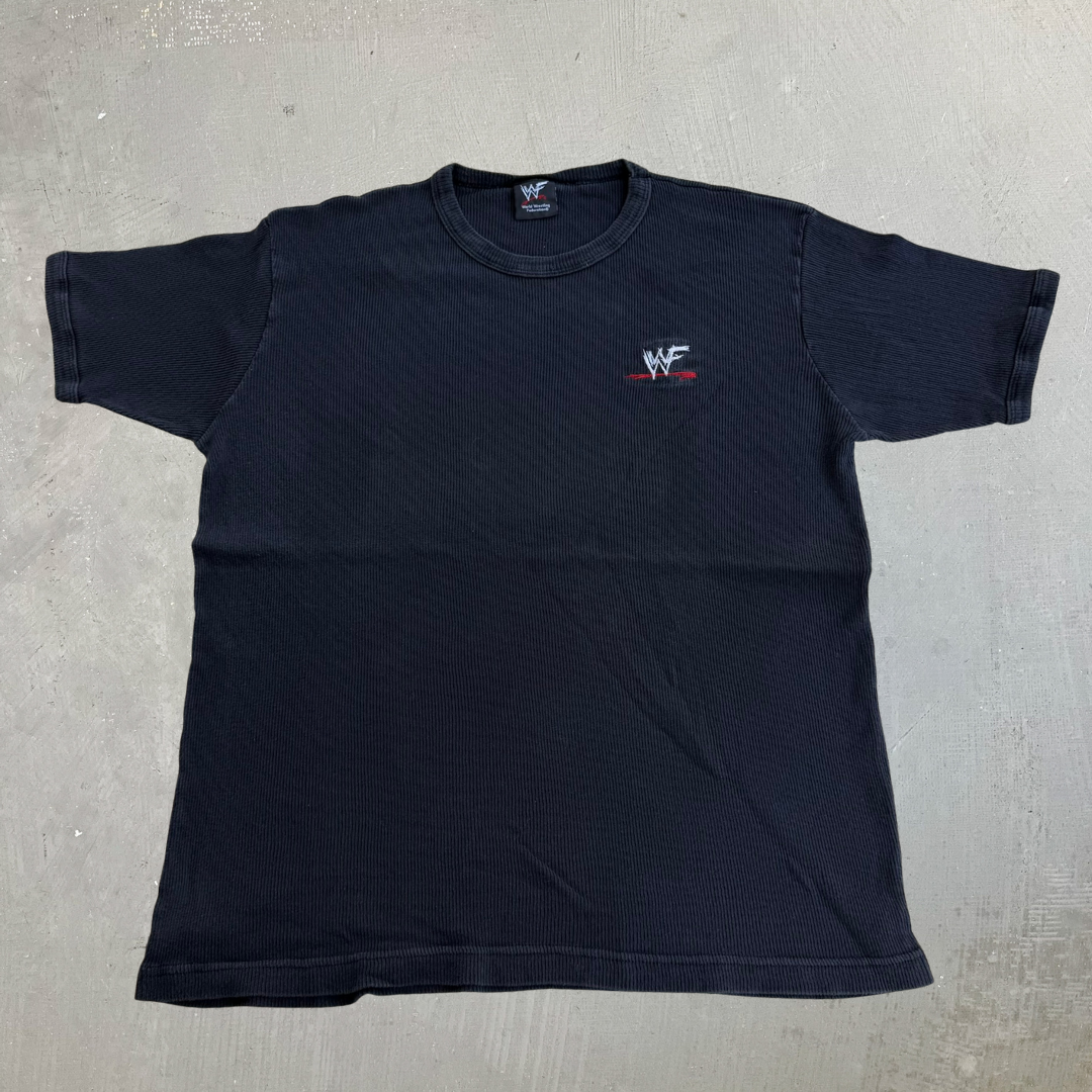 J- Vintage '01 WWE Embroidered Logo Ribbed Knit Tee - 2XL