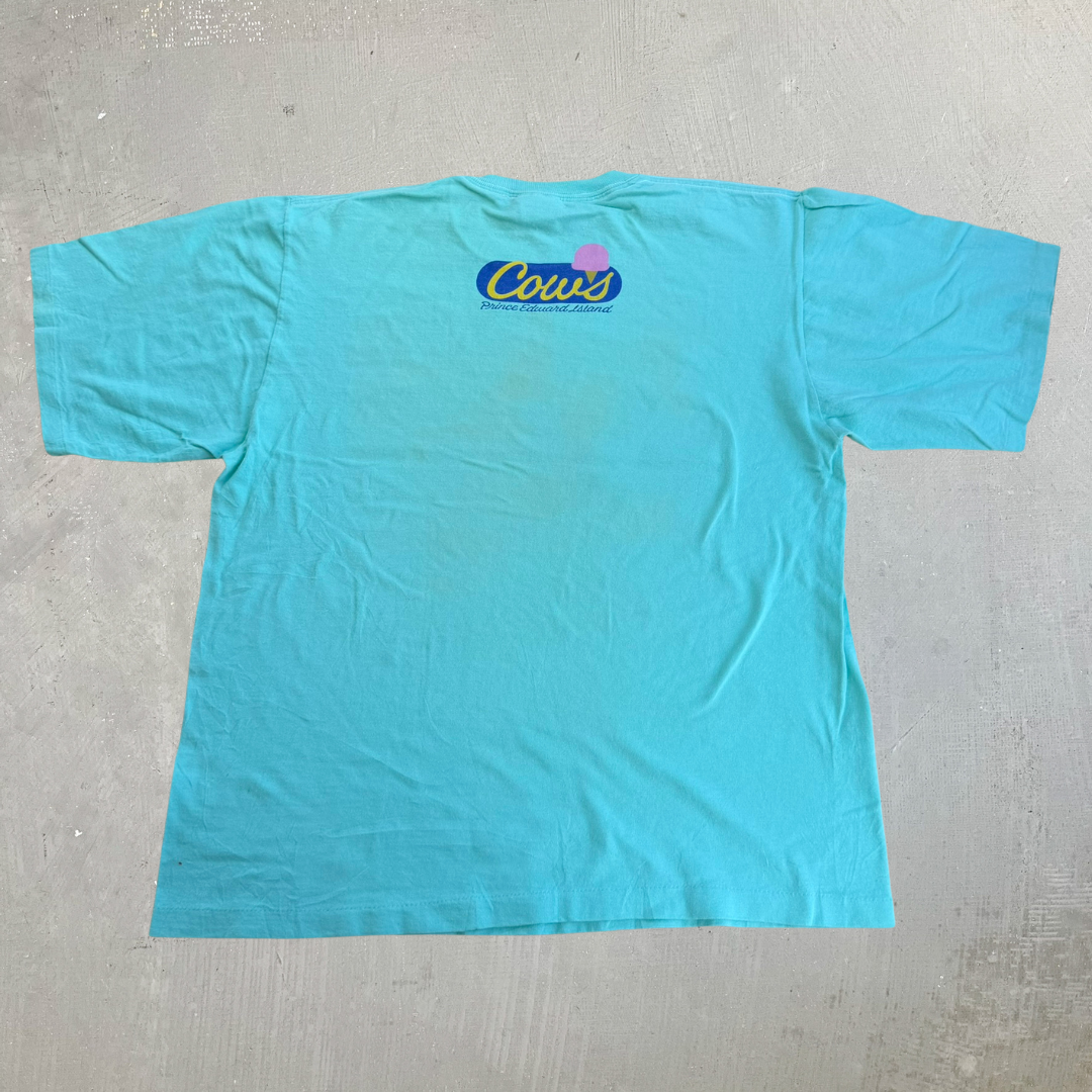 J- Vintage '89 Andrew Williams Cow & Watermelon Graphic Single Stitch Tee - L