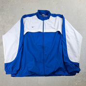 J- Vintage Nike Team Embroidered Swoosh Blue Zip Up Lightweight Jacket - 2XL