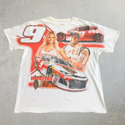 J- Vintage Nascar Hooters Chase Elliot Picture & Car Jumbo Print Tee - XL