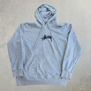 J- Vintage Stussy Embroidered Cursive Text Hoodie - M