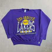 J- Vintage Los Angeles Lakers NBA Graphic Made In USA Logo 7 Crewneck - XL