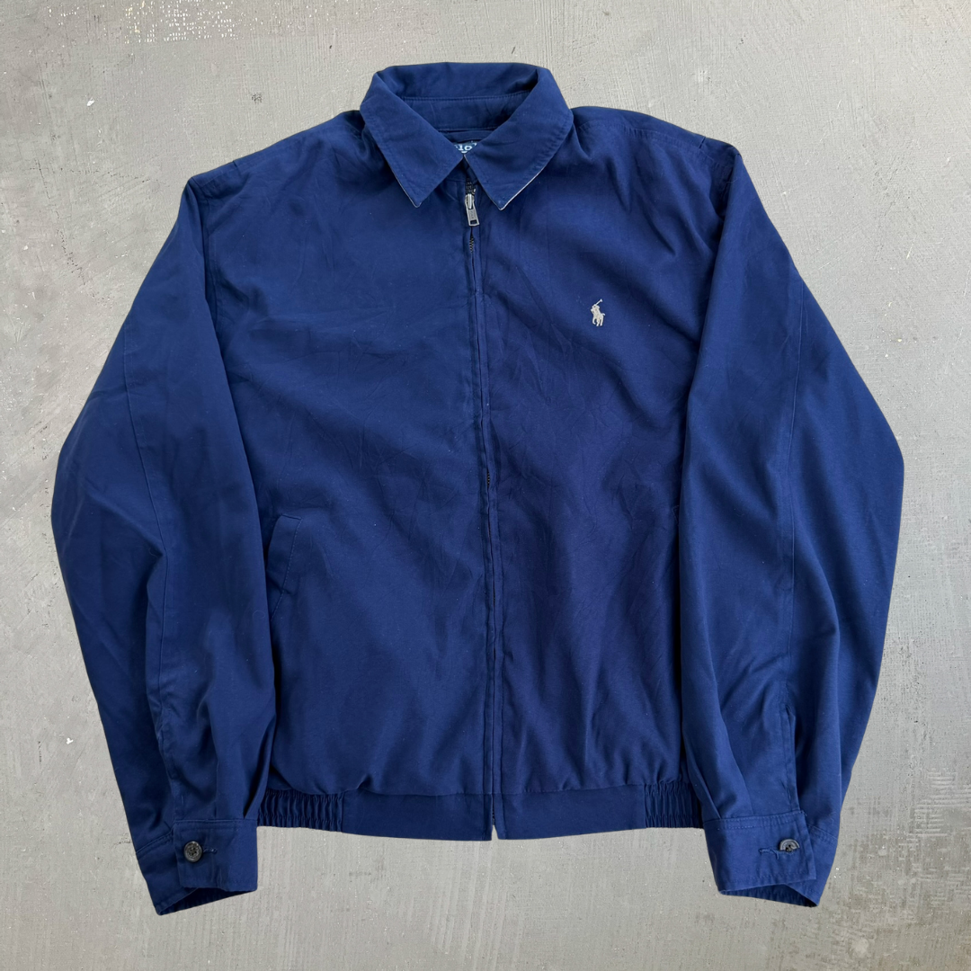 J- Vintage Polo RL Embroidered Logo Bomber Style Navy Zip Up Jacket - S